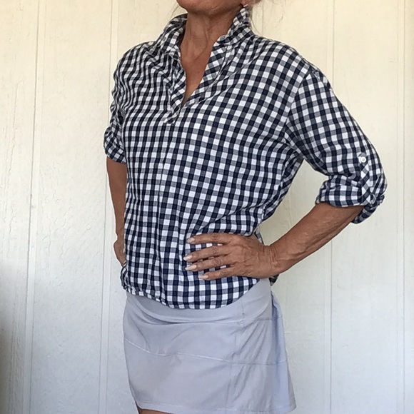 TOMMY BAHAMA BONITA CHECK PRINT POPOVER BLOUSE WOMENS SMALL - Picture 3 of 12